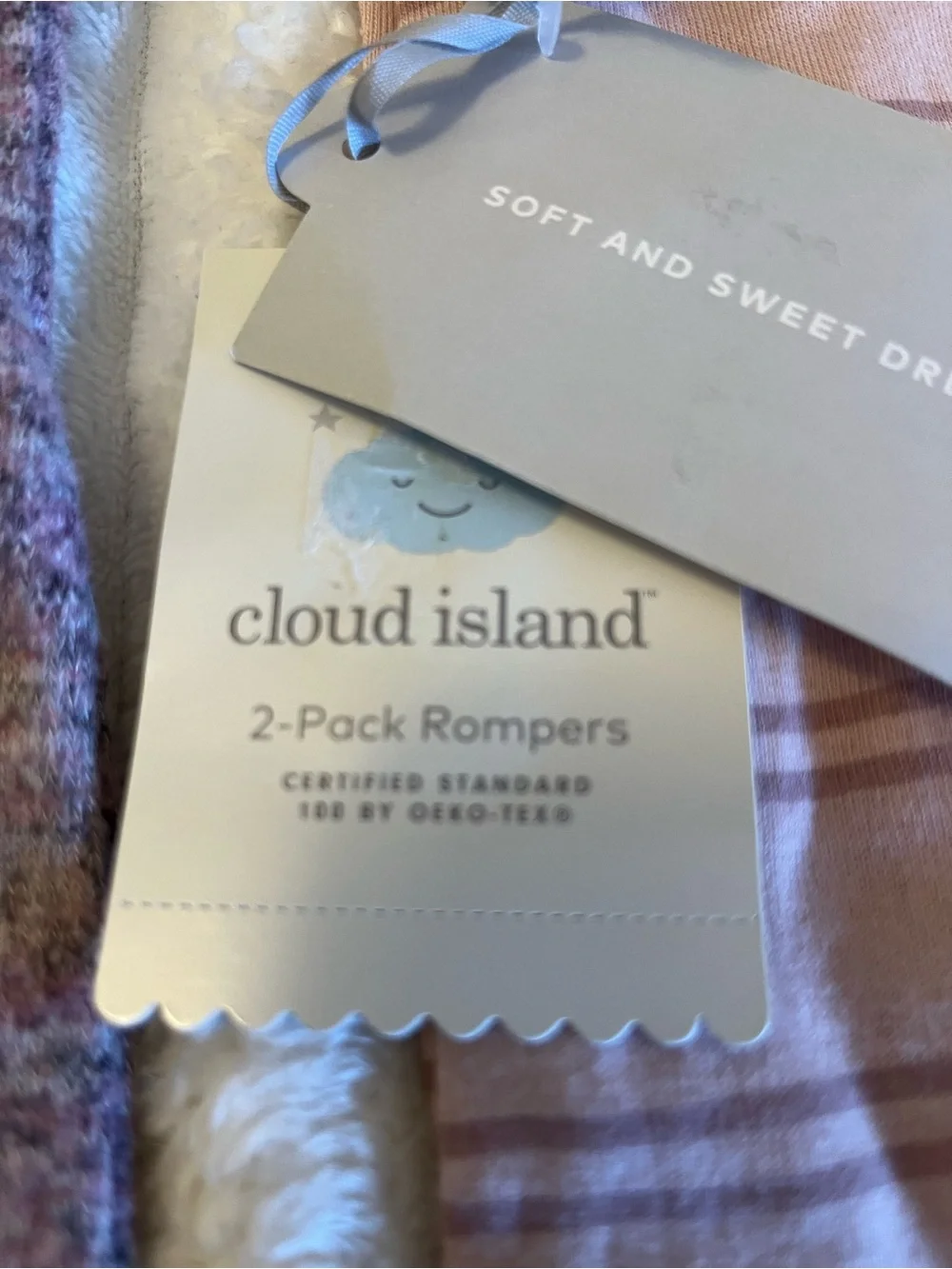 cloud island Mauve Knit & Pink Striped Baby One-Piece Footies Set